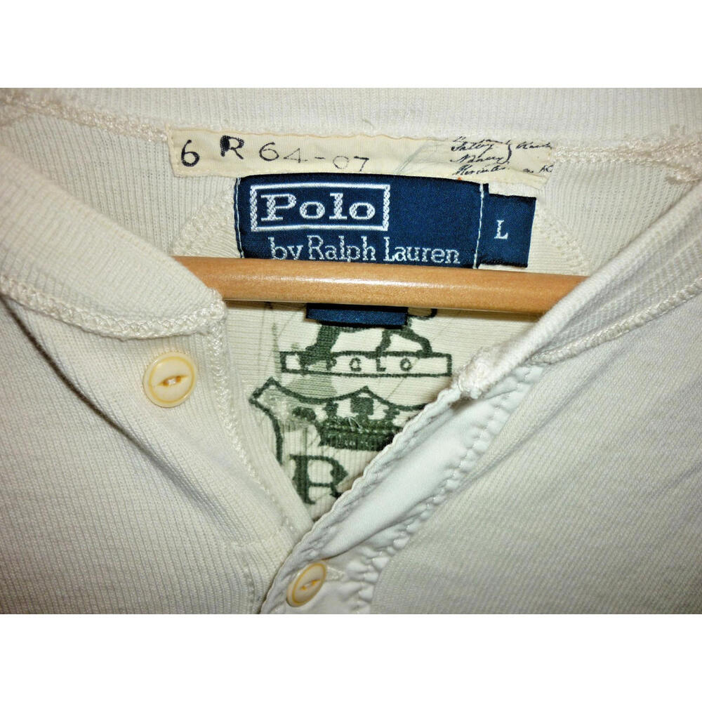 Vintage Polo Ralph Lauren Men’s R64 836 Tee Henley Ribbing Y2K Shirt Large L - Picture 2 of 9